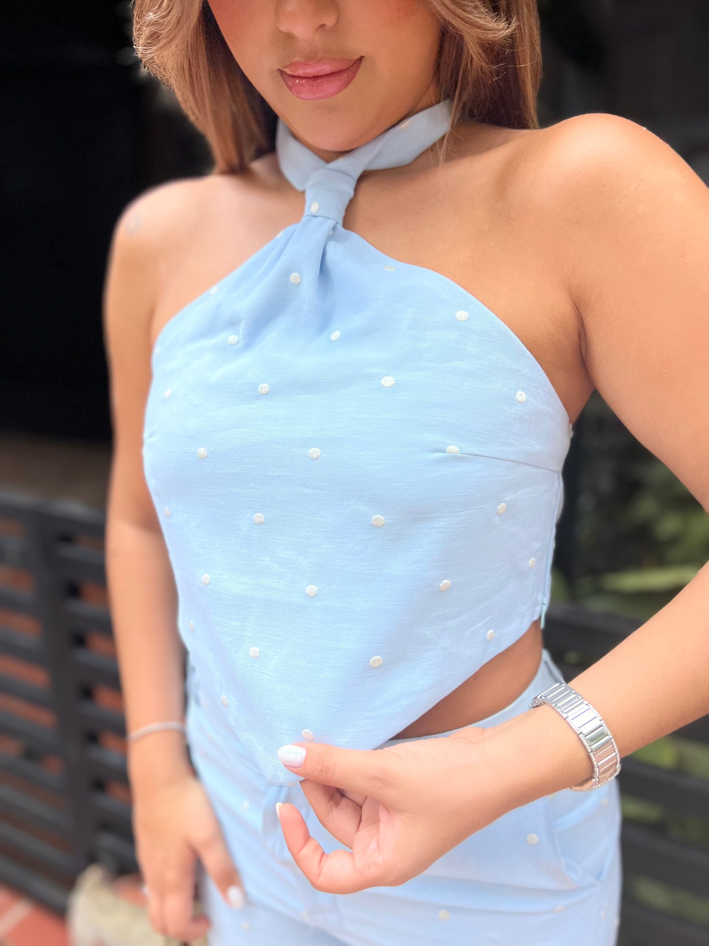 Pantalón Maison Lunares Celeste