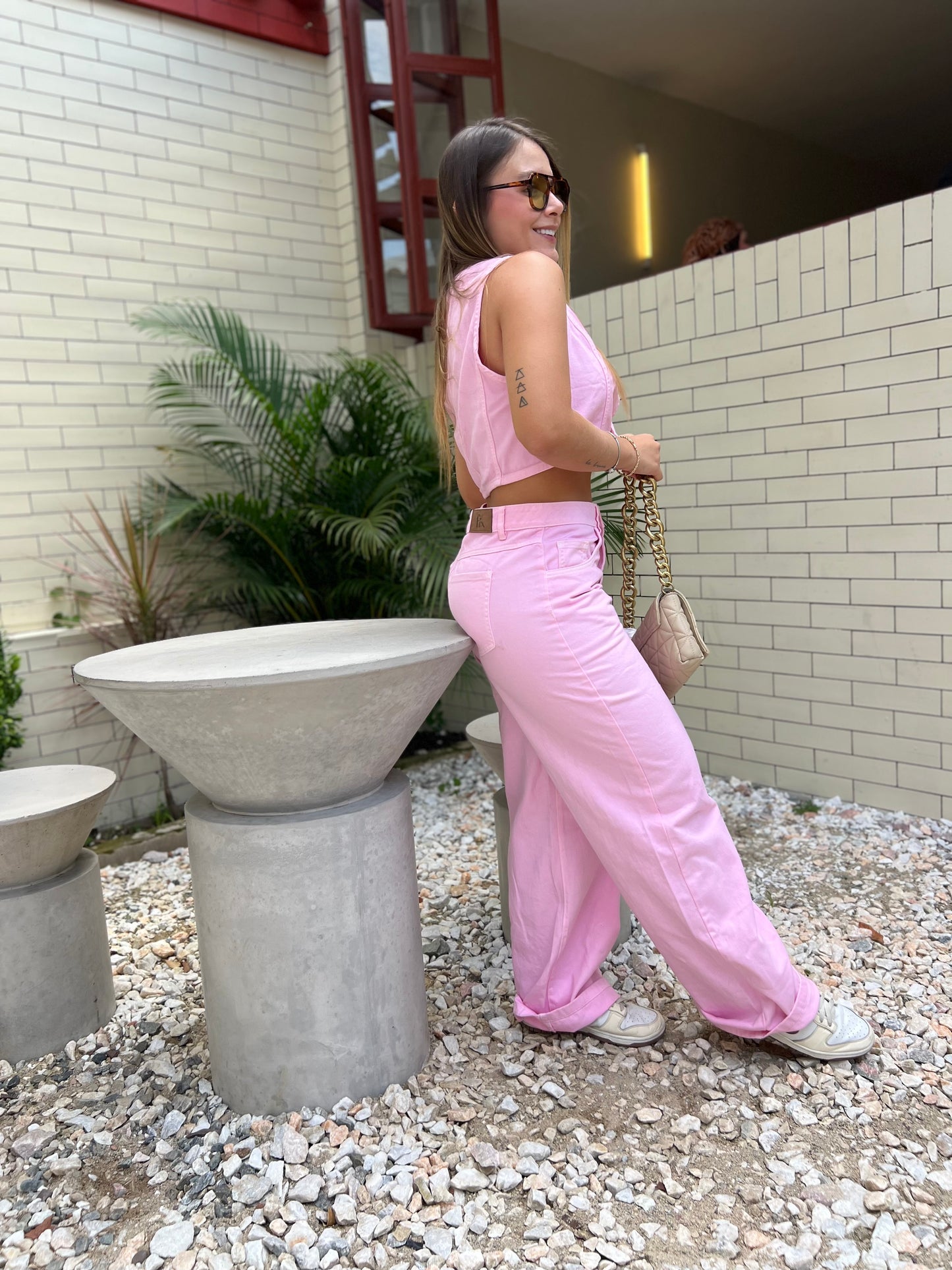 Top Denver Denim Rosado