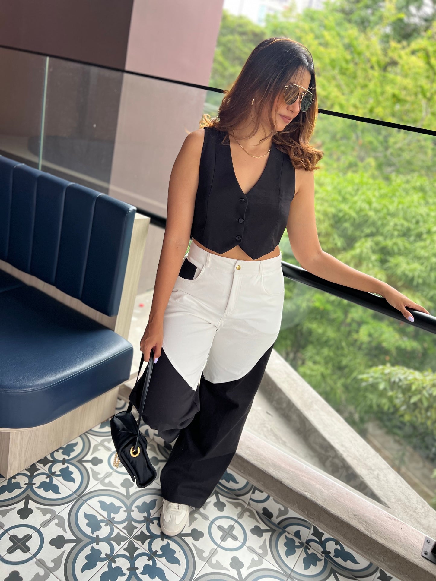 Pantalón Salma Blanco-Negro
