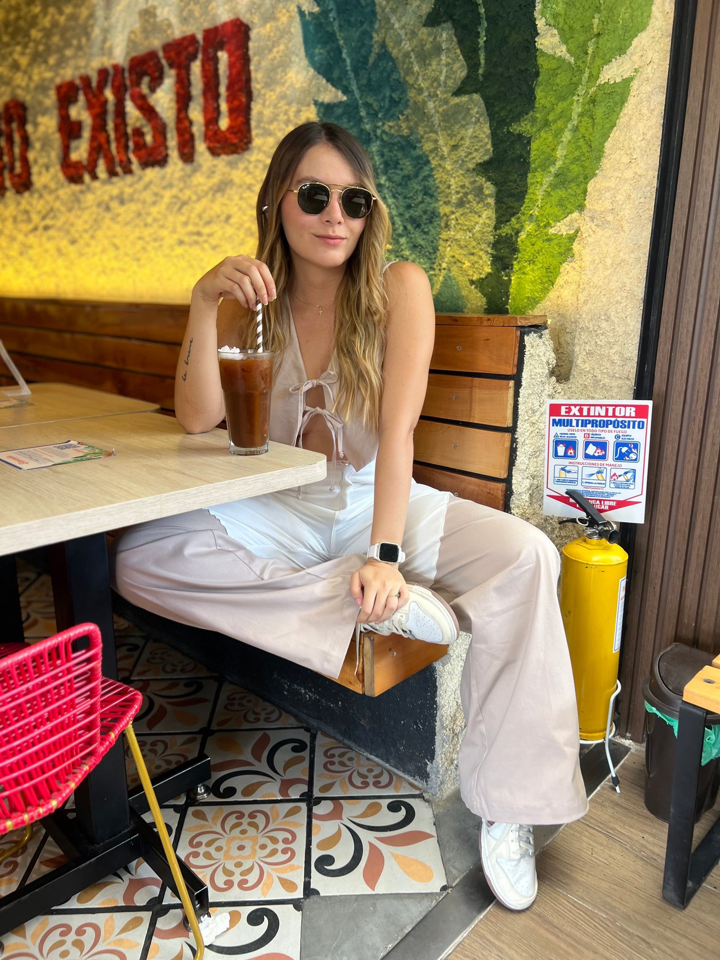 Pantalón Salma Blanco-Nude