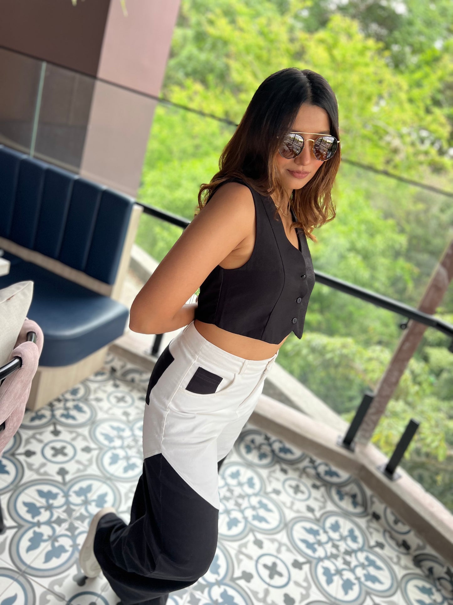 Pantalón Salma Blanco-Negro