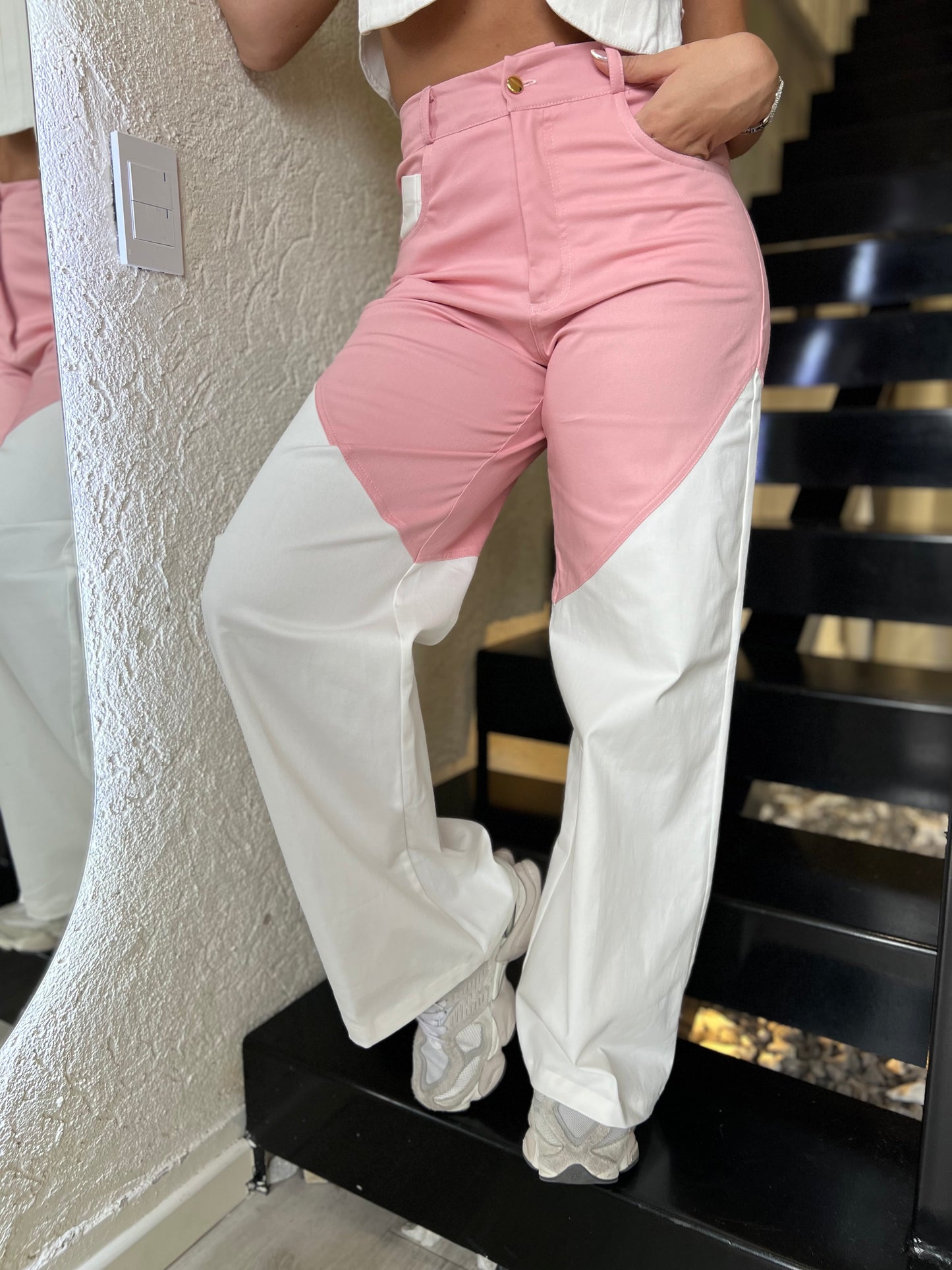 Pantalón Salma Rosa-Blanco