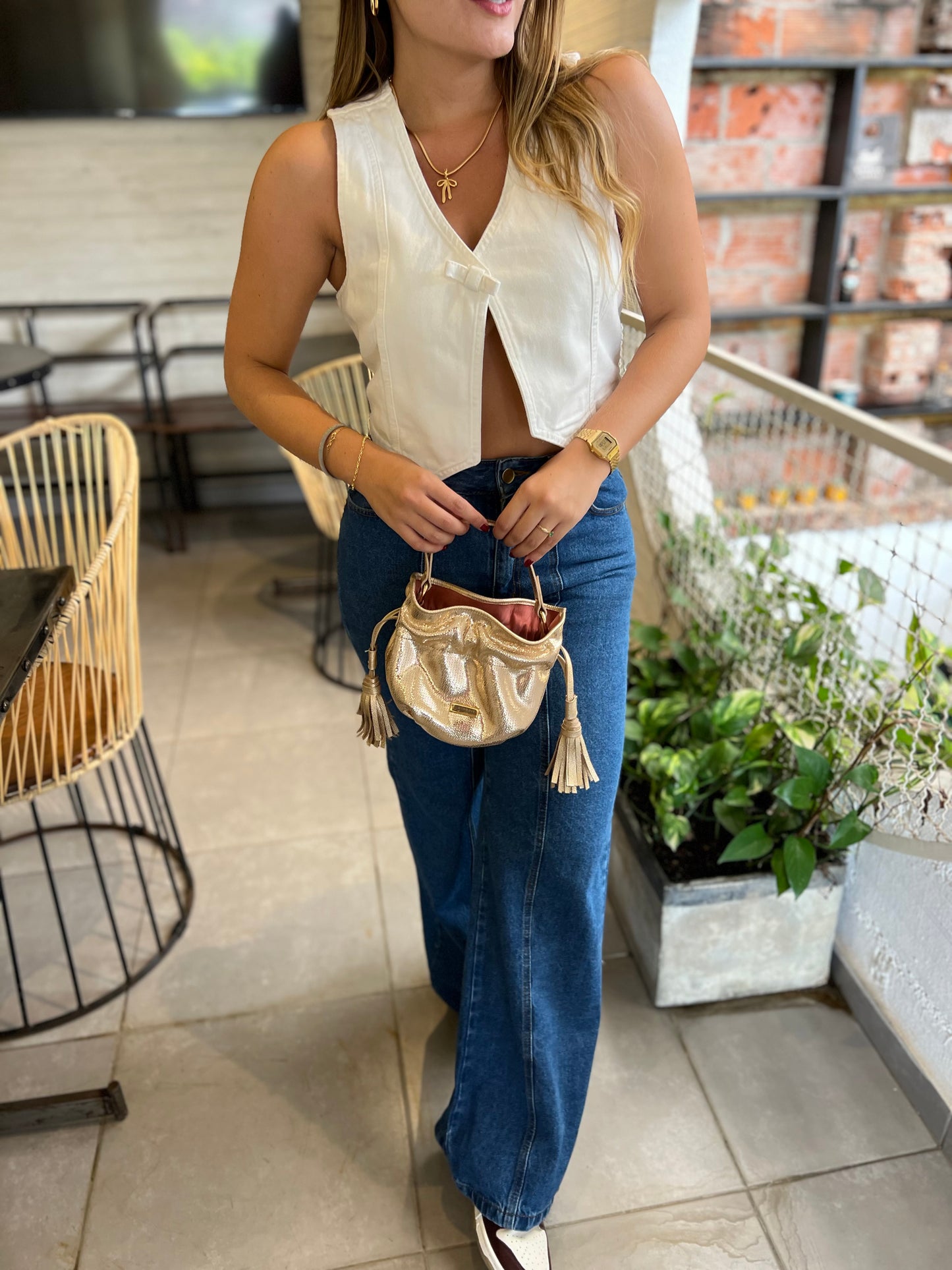 Top Emily Denim Blanco