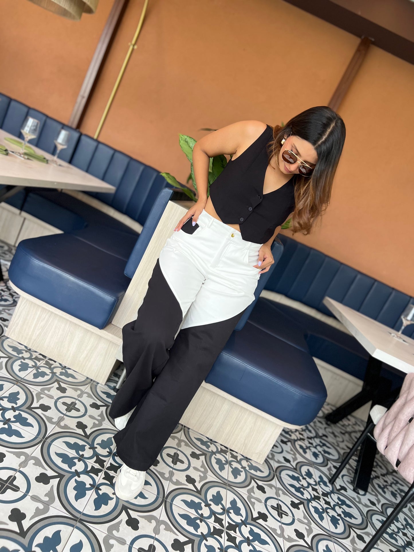 Pantalón Salma Blanco-Negro