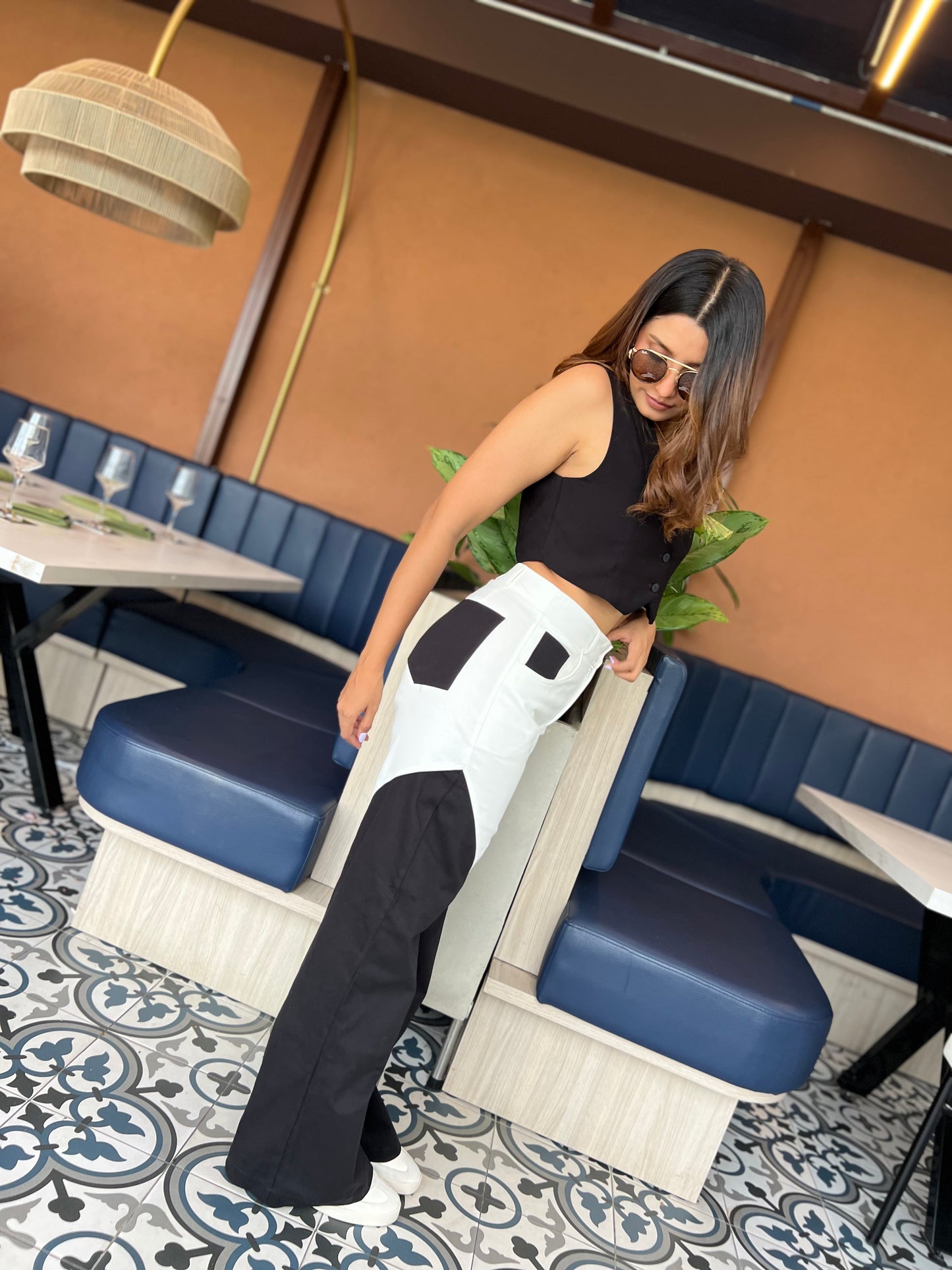Pantalón Salma Blanco-Negro