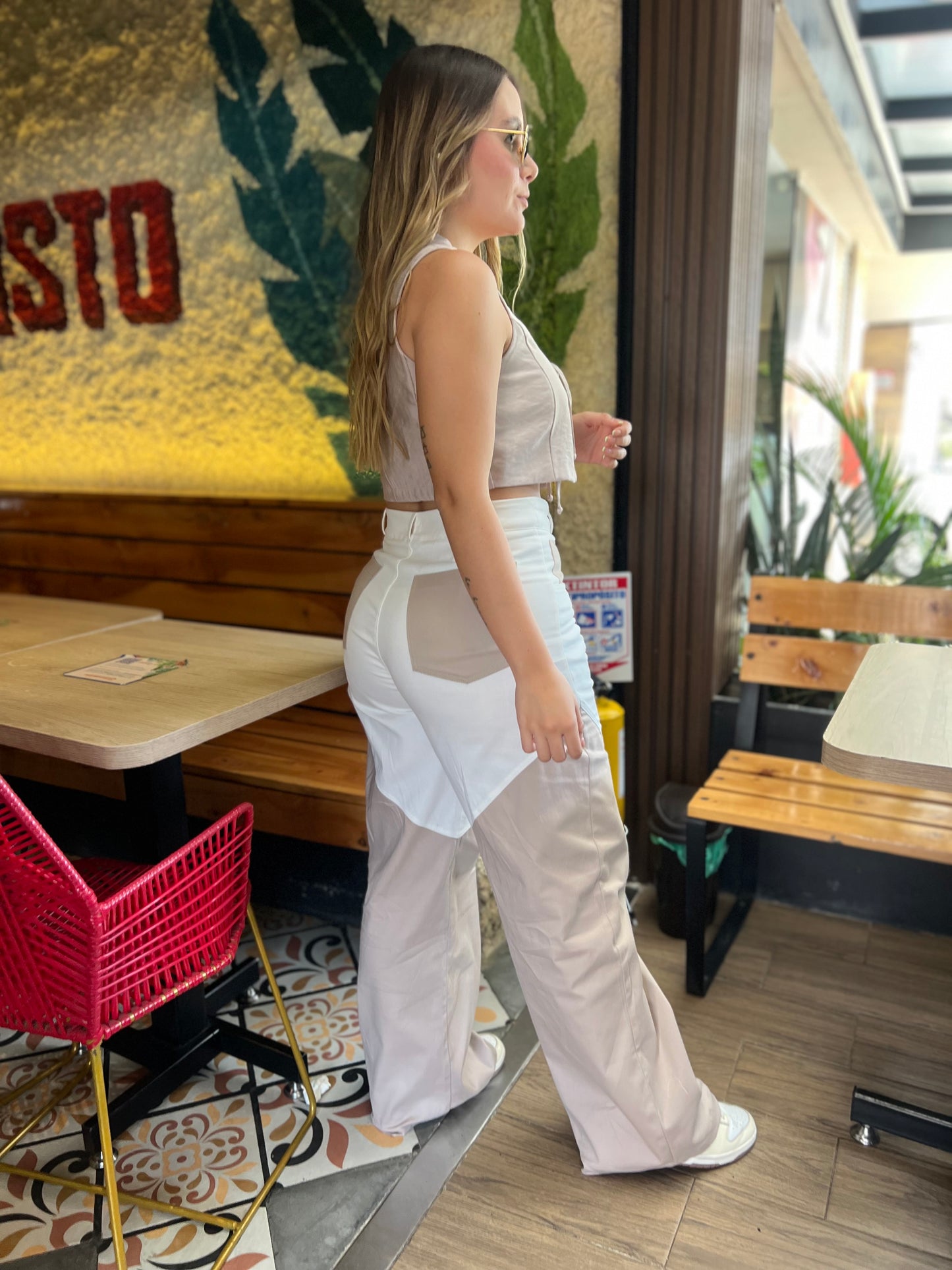 Pantalón Salma Blanco-Nude