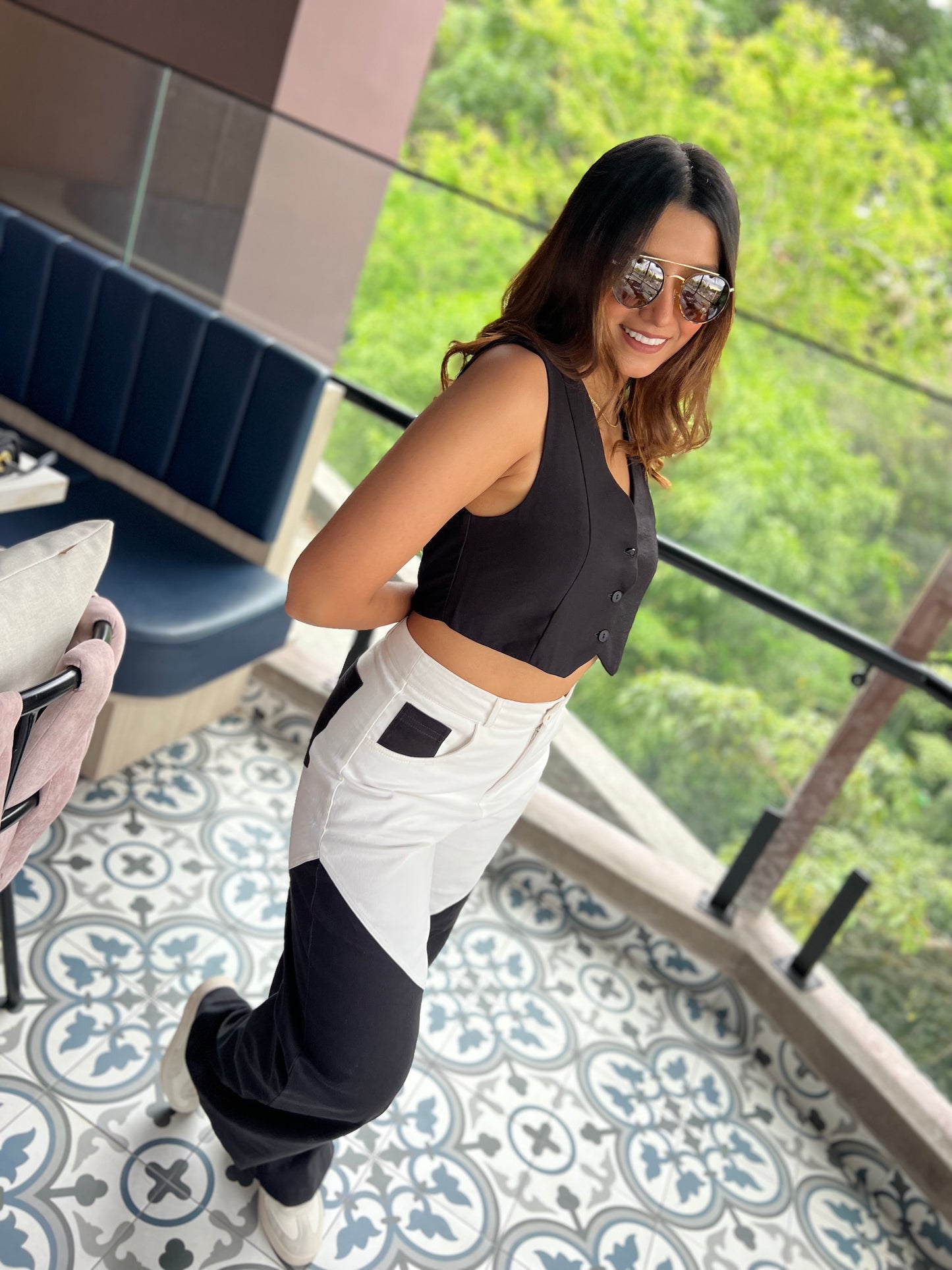 Pantalón Salma Blanco-Negro