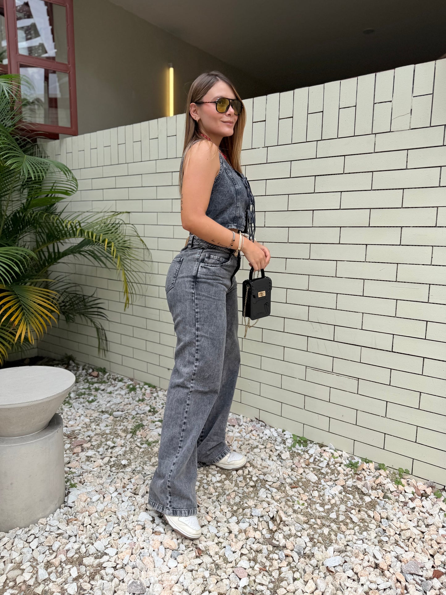 Top Melvi Denim Negro