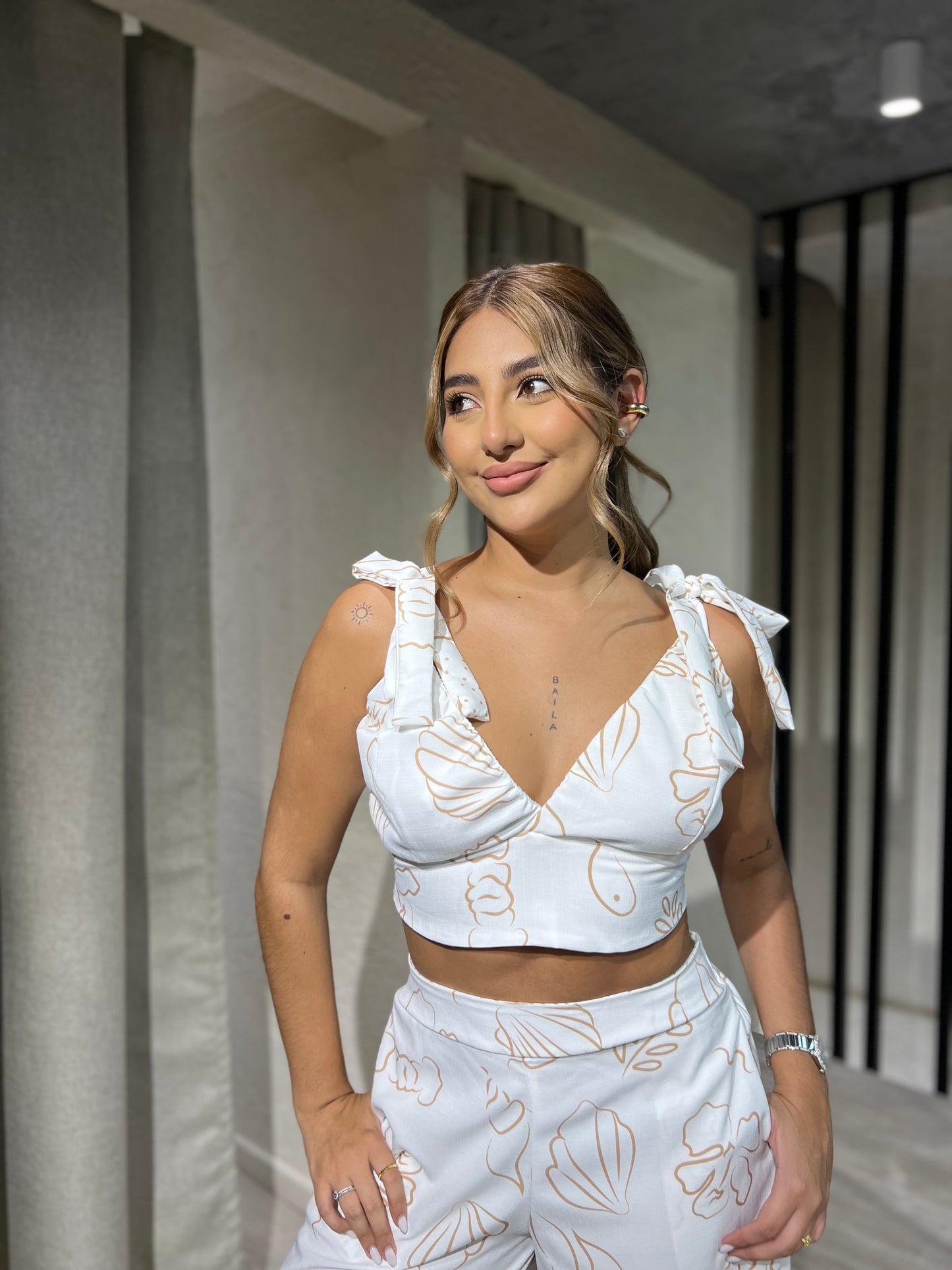 Top Coral Blanco