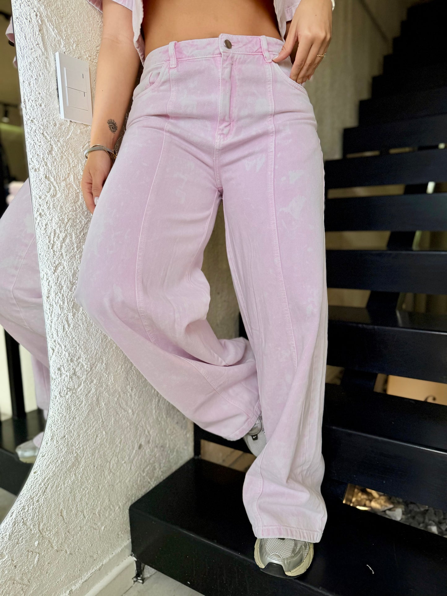 Jean Sienna Rosado Acid Wash