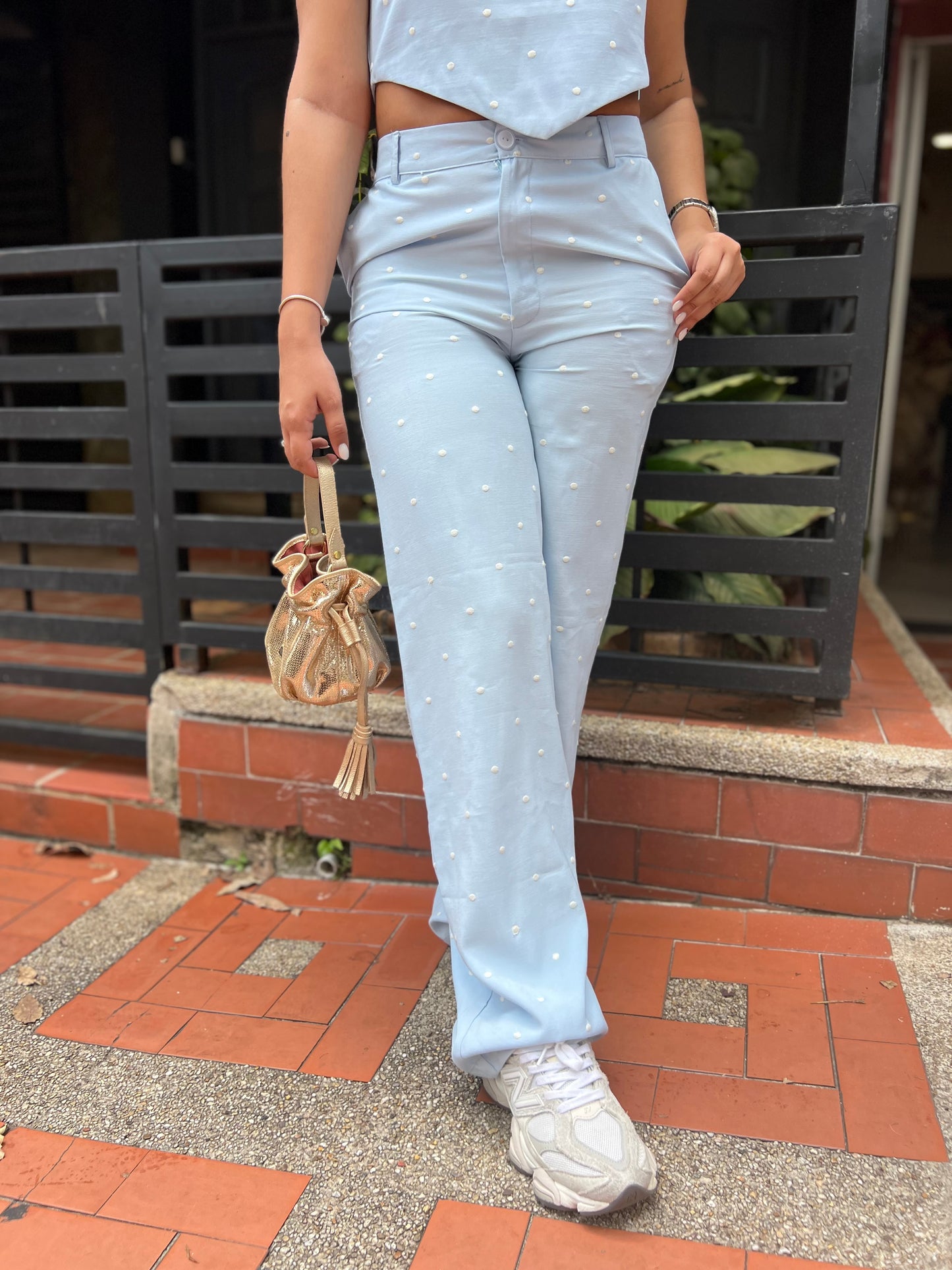 Pantalón Maison Lunares Celeste