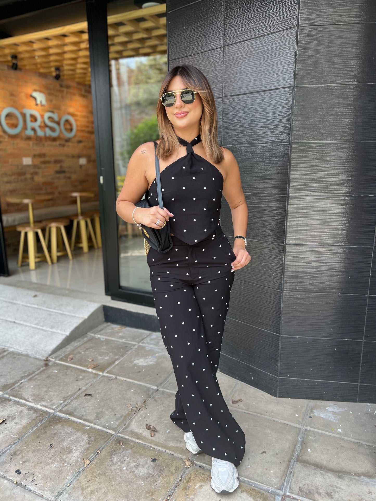 Pantalón Maison Lunares Negro