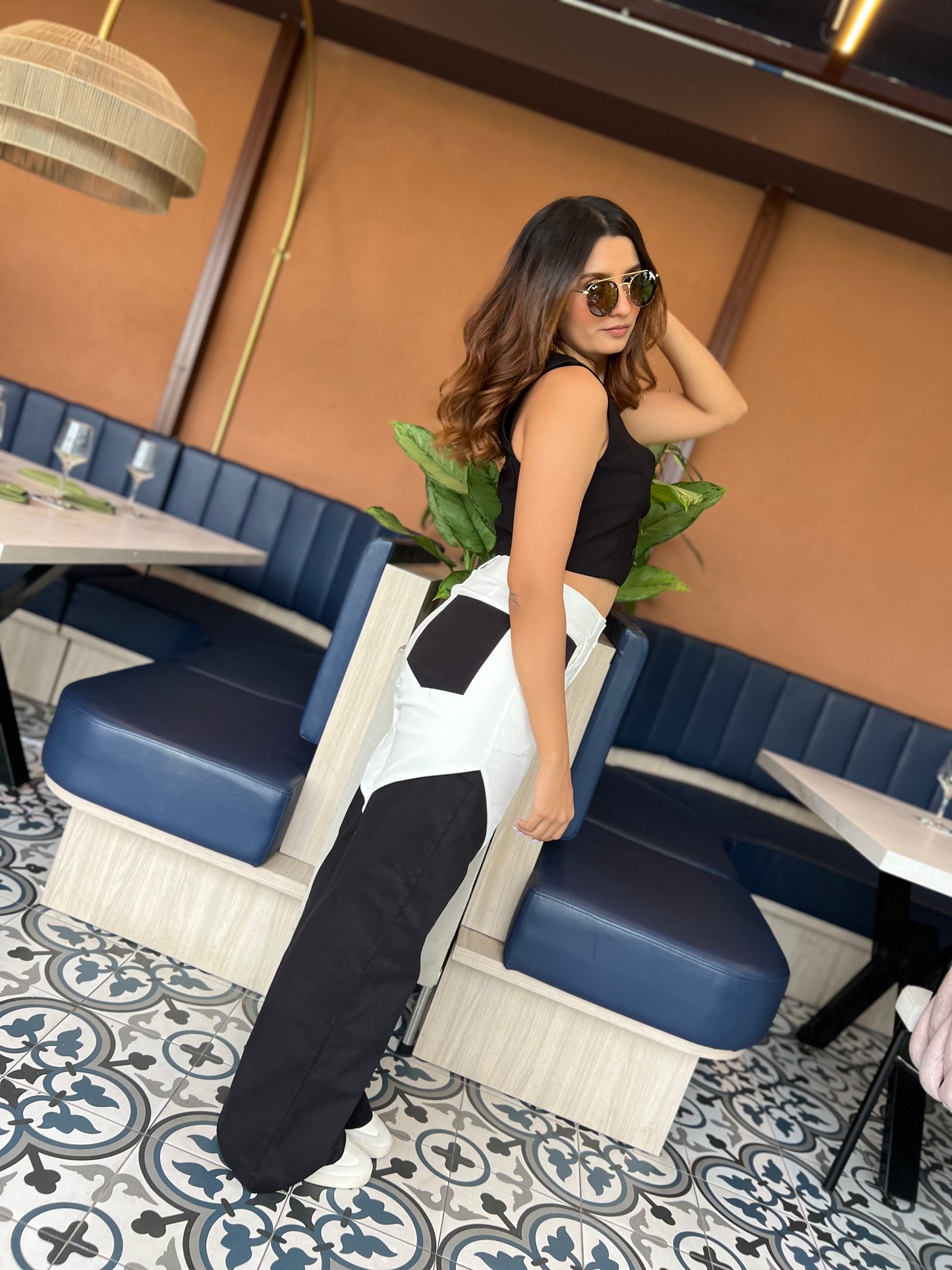 Pantalón Salma Blanco-Negro