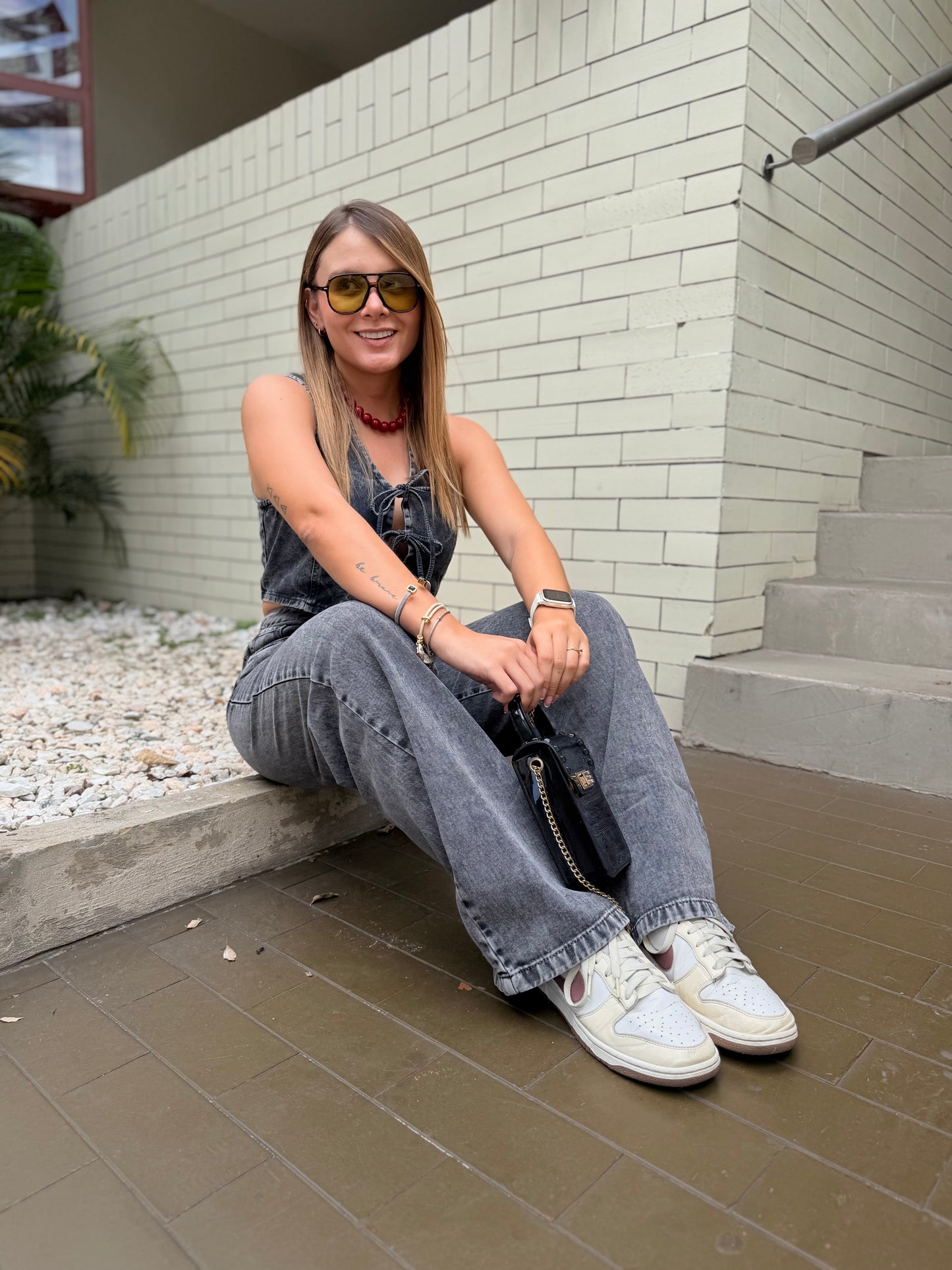 Top Melvi Denim Negro