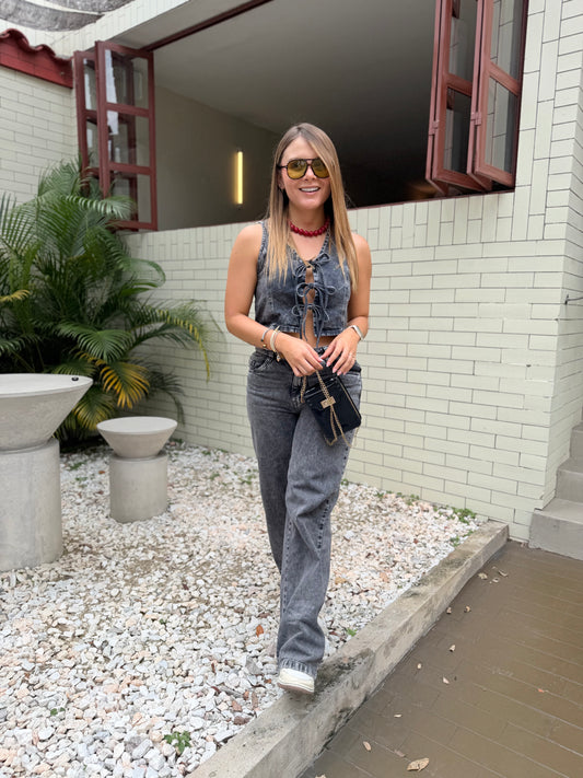 Top Melvi Denim Negro