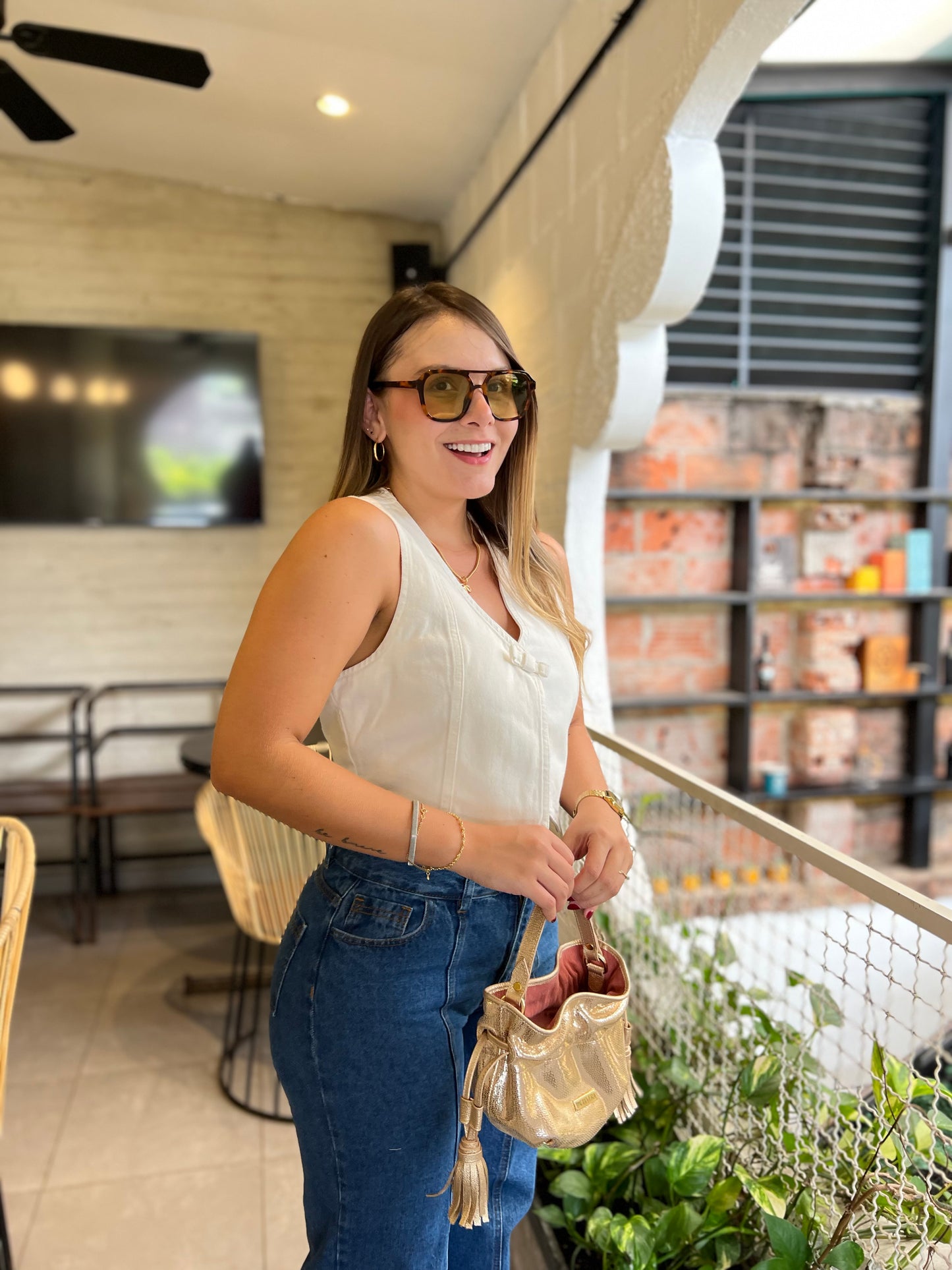 Top Emily Denim Blanco