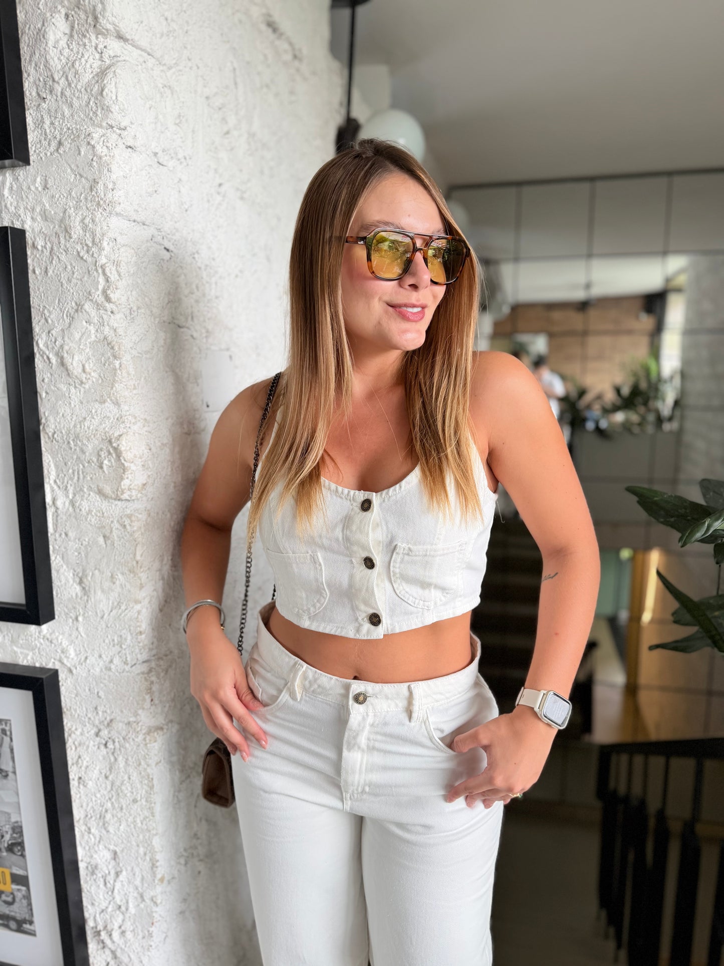 Top Moscú Denim Blanco