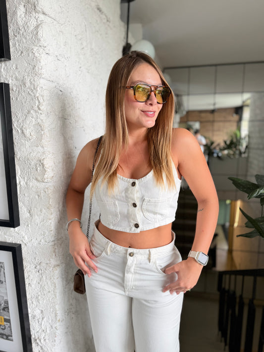 Top Moscú Denim Blanco
