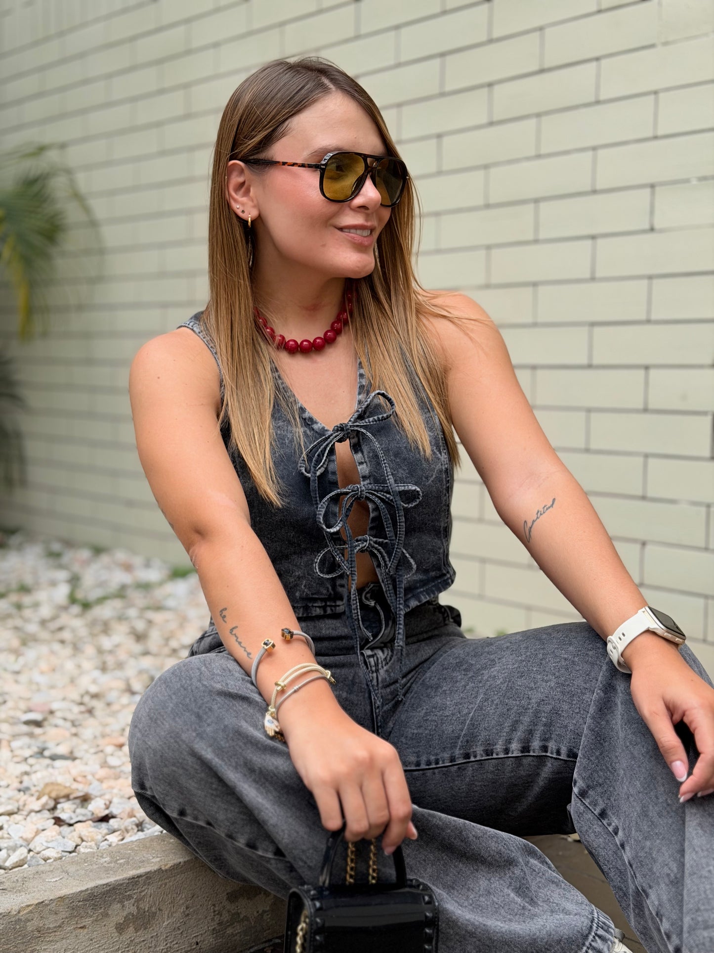 Top Melvi Denim Negro