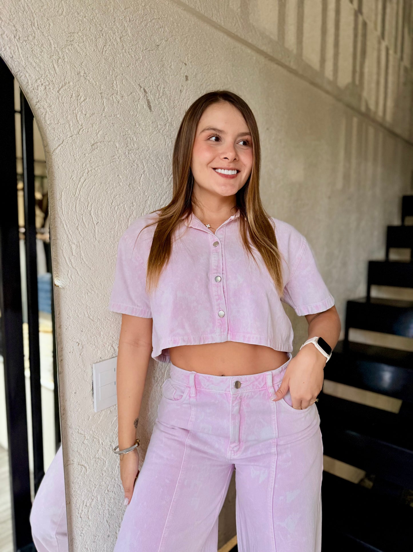 Chaleco Madona Rosado Acid Wash
