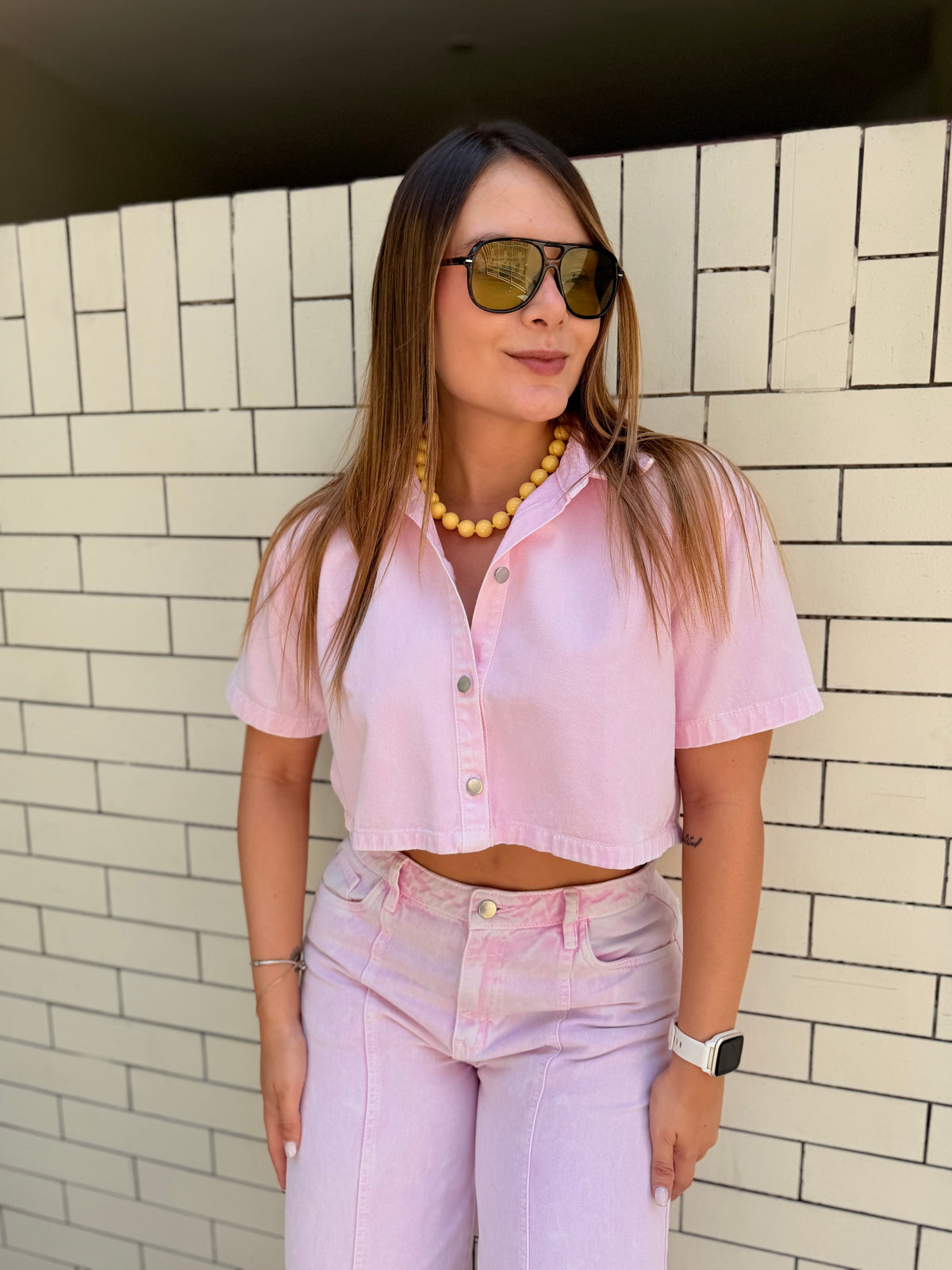 Chaleco Madona Rosado Acid Wash