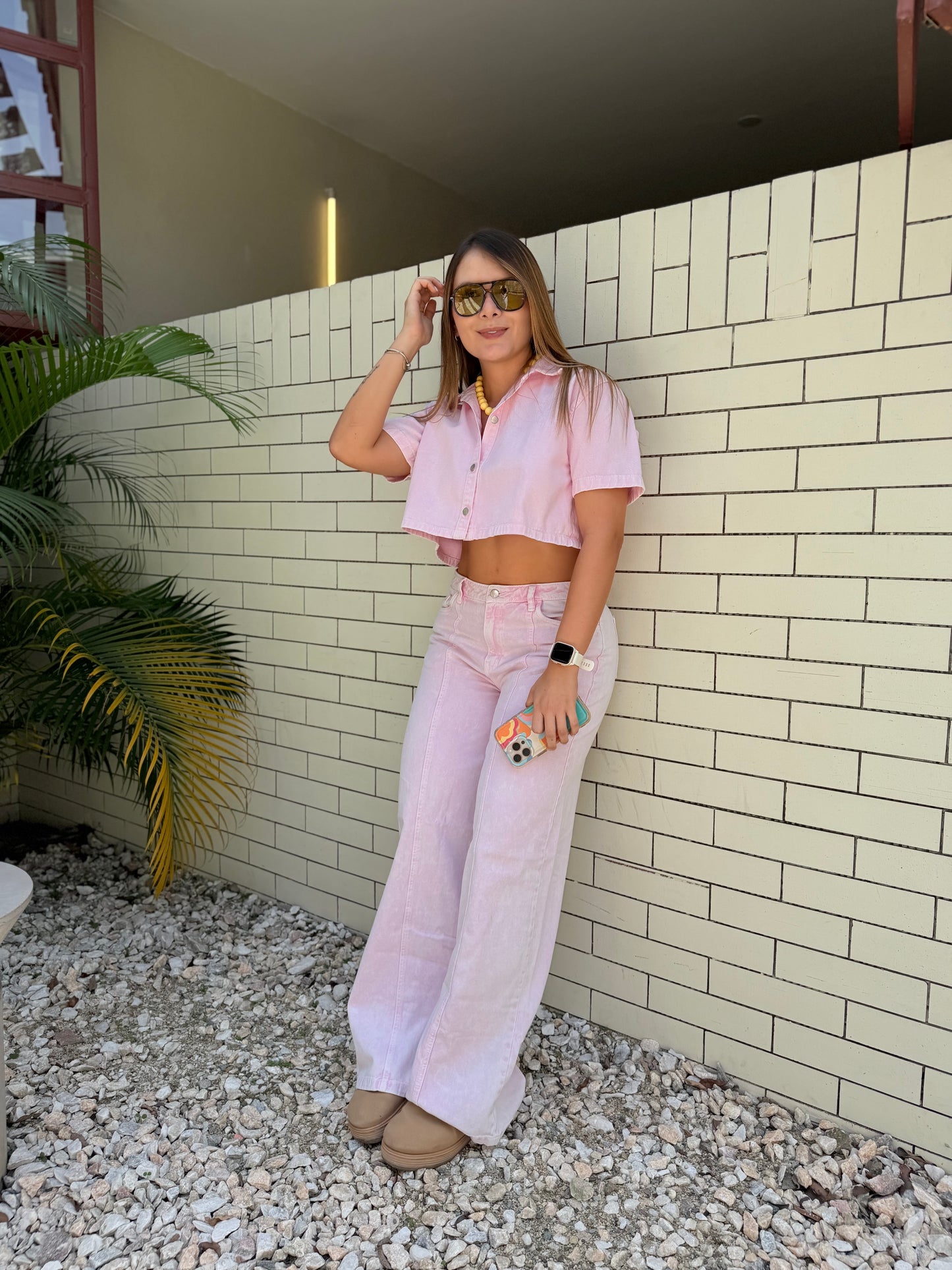 Jean Sienna Rosado Acid Wash