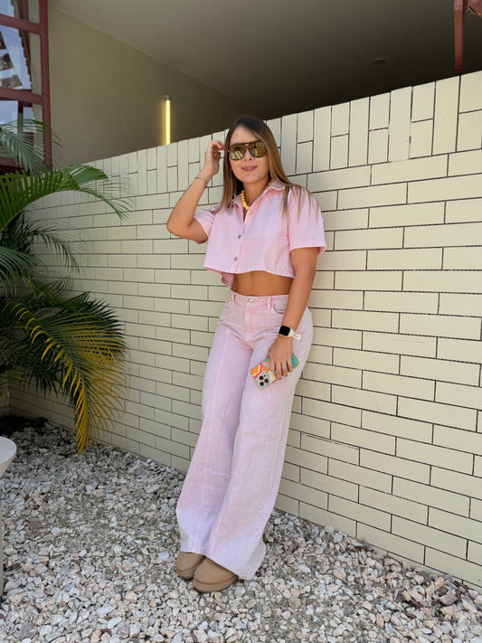 Jean Sienna Rosado Acid Wash