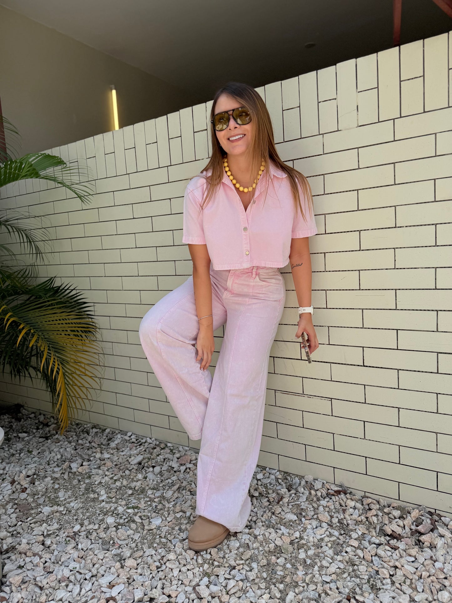 Jean Sienna Rosado Acid Wash