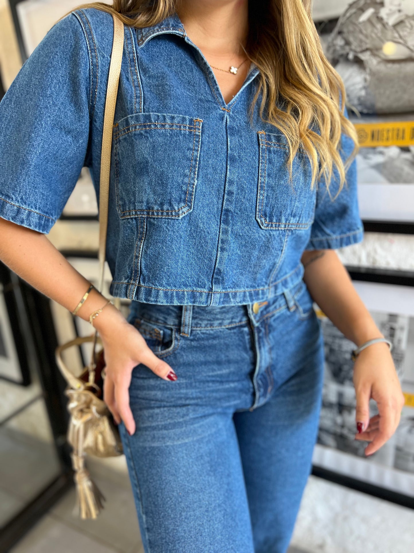 Blusa Amelia Denim Medio