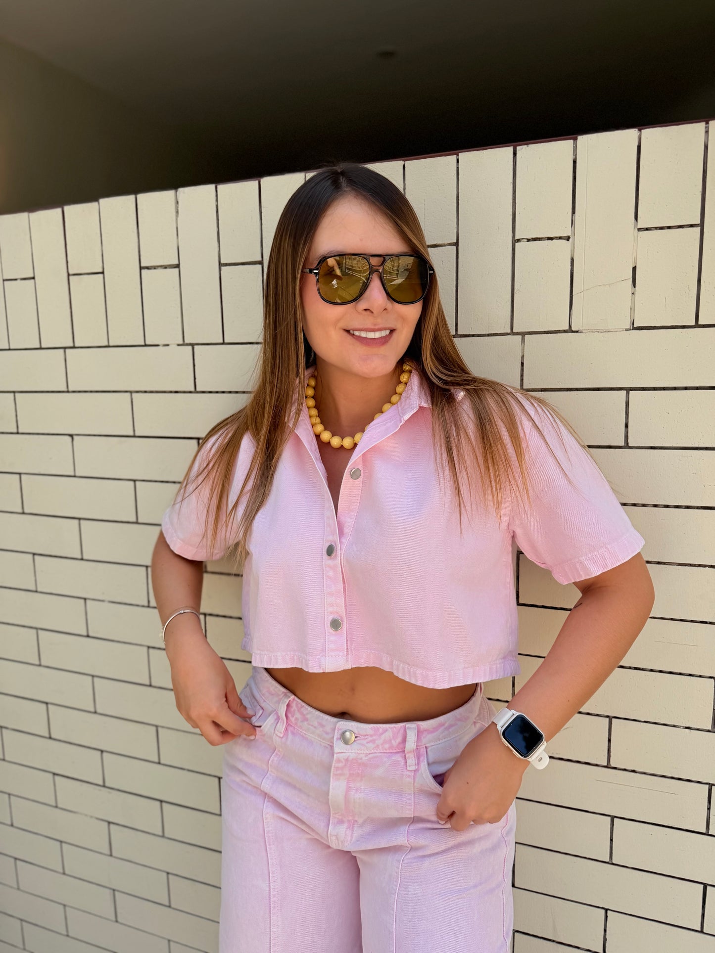Chaleco Madona Rosado Acid Wash