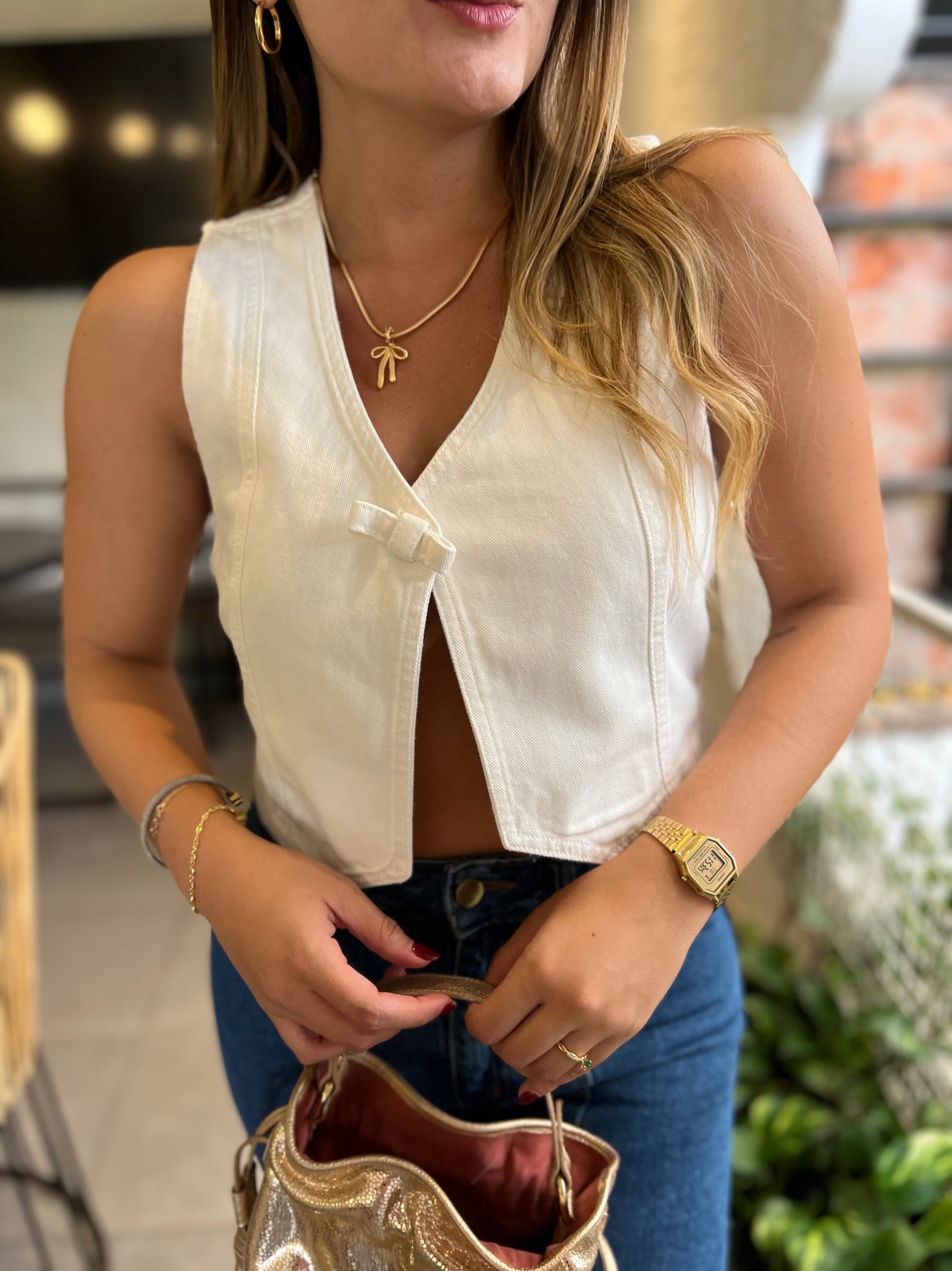 Top Emily Denim Blanco