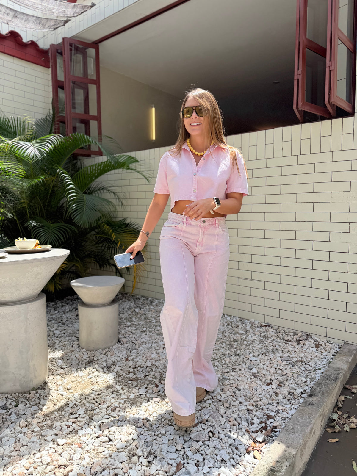 Jean Sienna Rosado Acid Wash