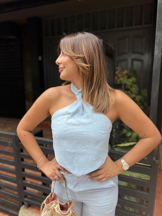 Blusa Maison Lunares Celeste