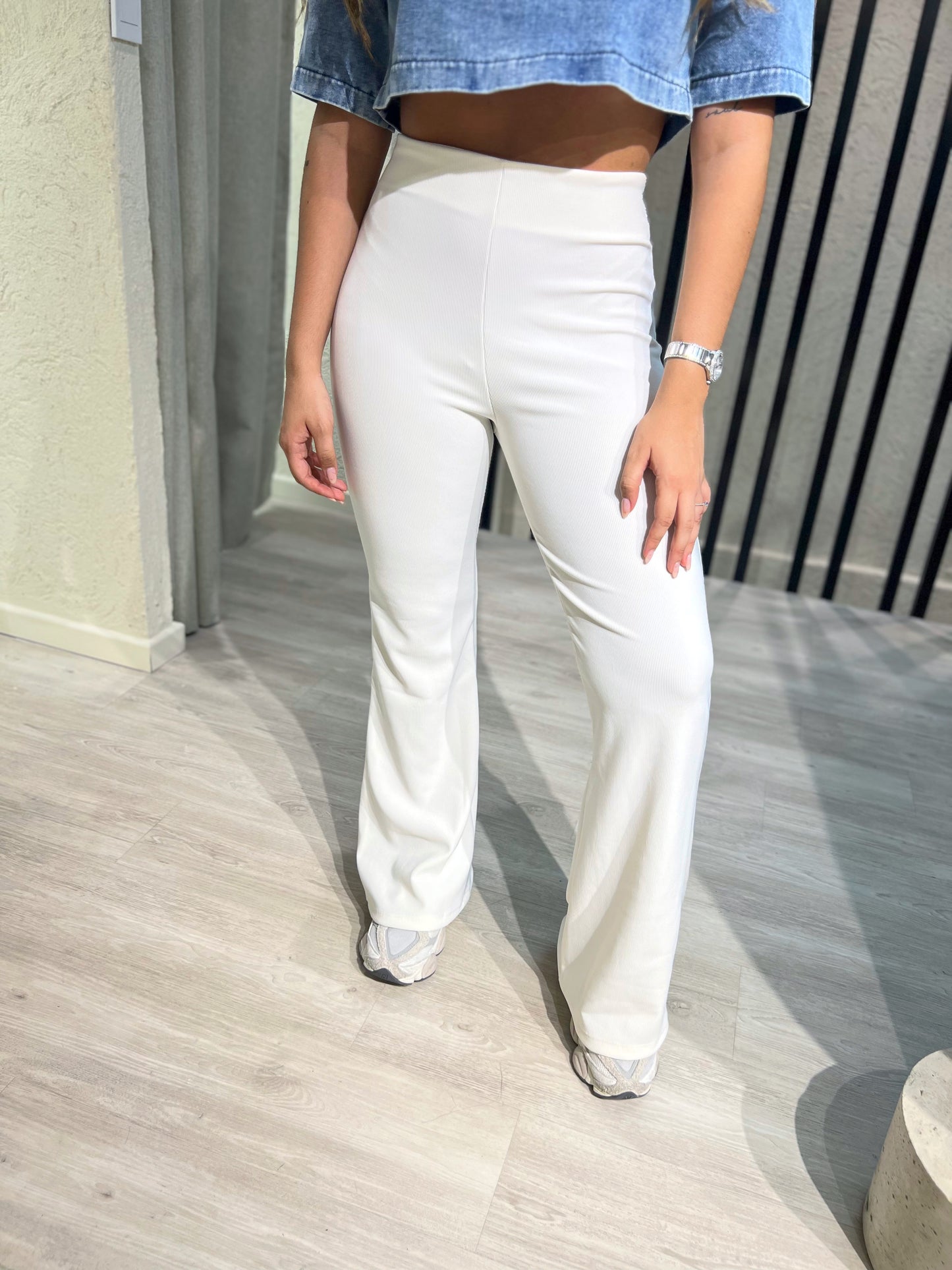 Pantalon Aurora Blanco Rib