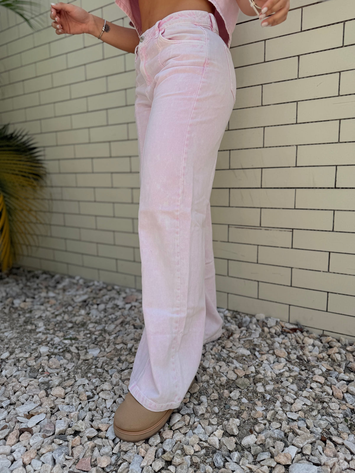 Jean Sienna Rosado Acid Wash