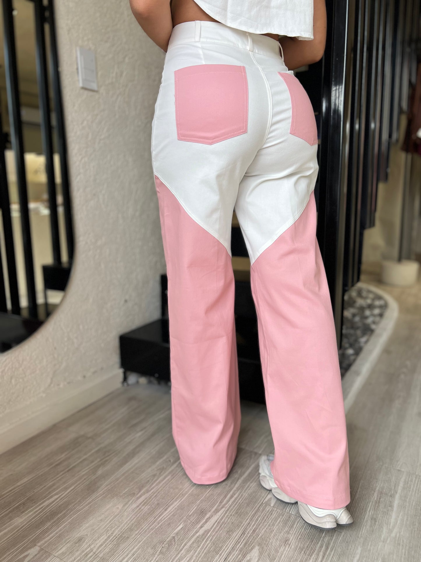 Pantalón Salma Blanco-Rosa