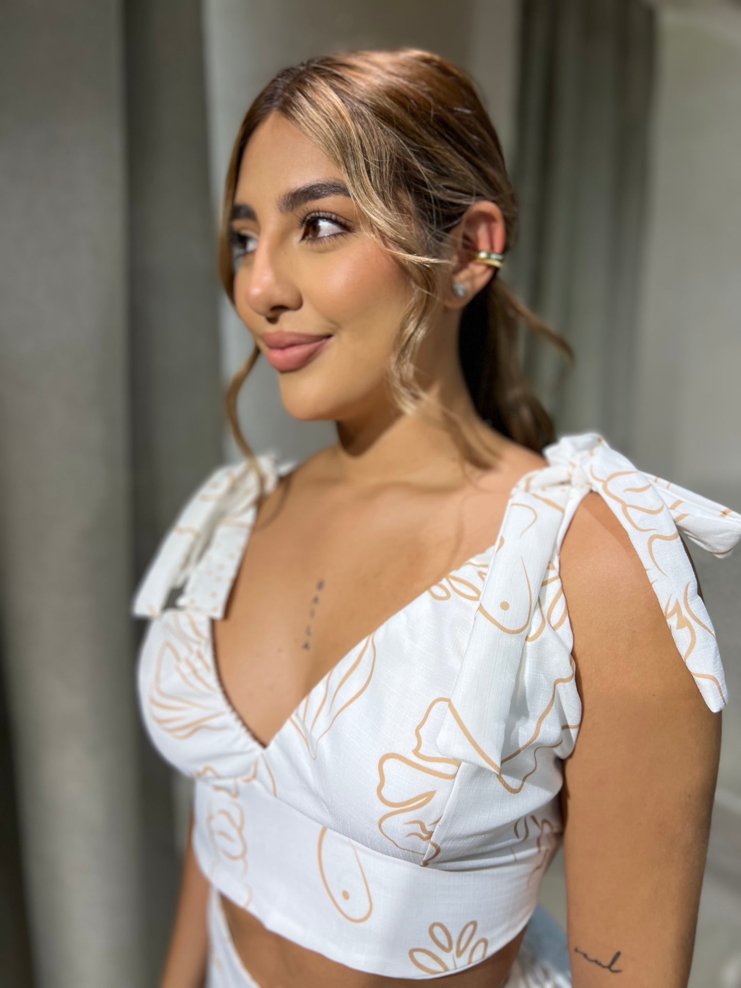 Top Coral Blanco