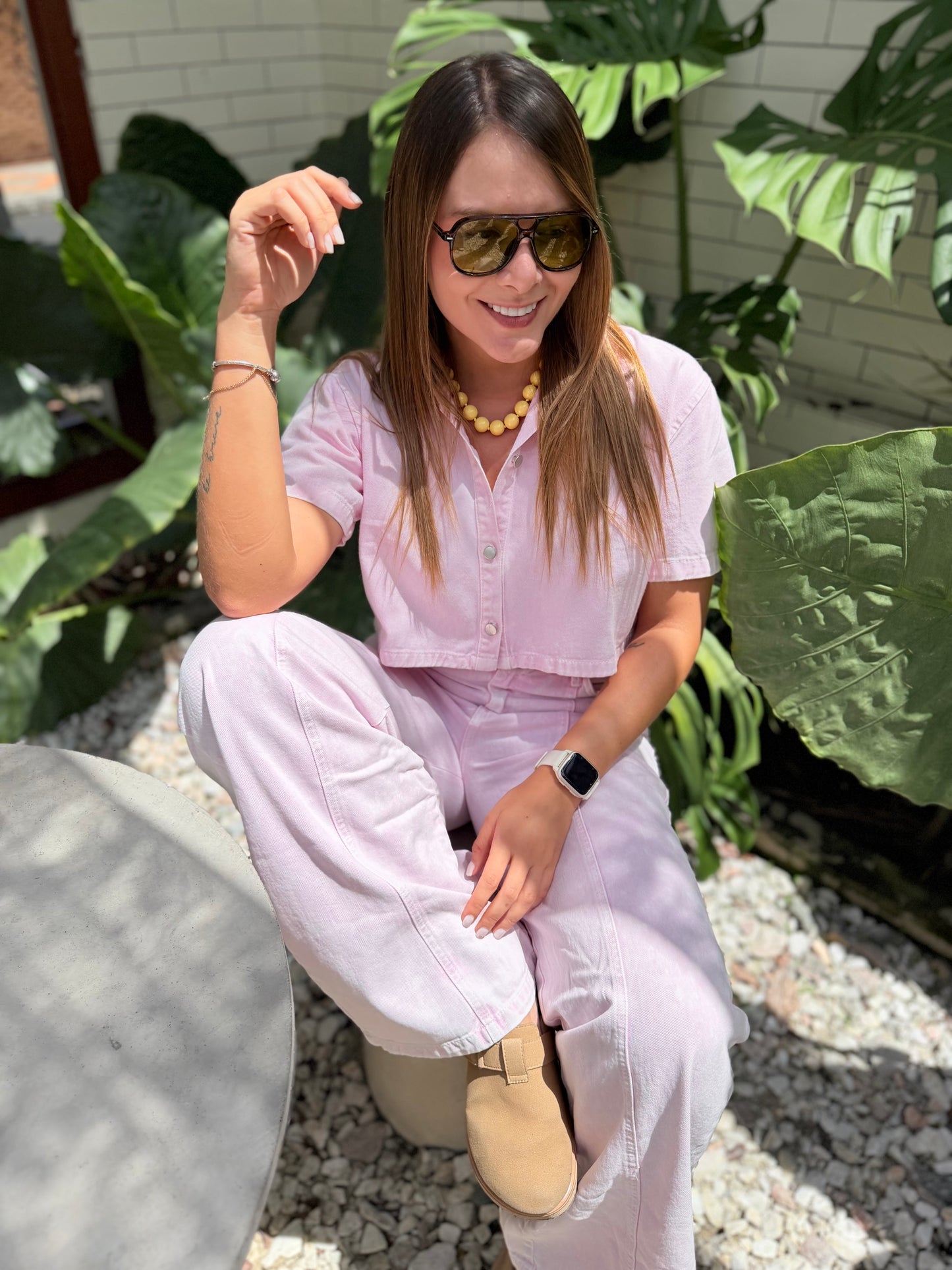 Chaleco Madona Rosado Acid Wash