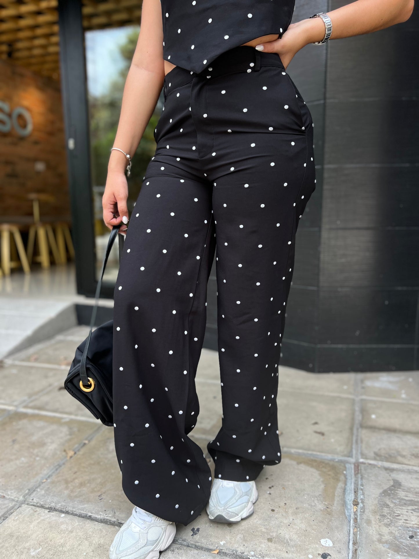 Pantalón Maison Lunares Negro