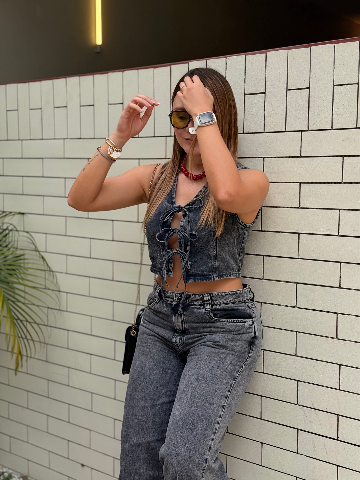 Top Melvi Denim Negro