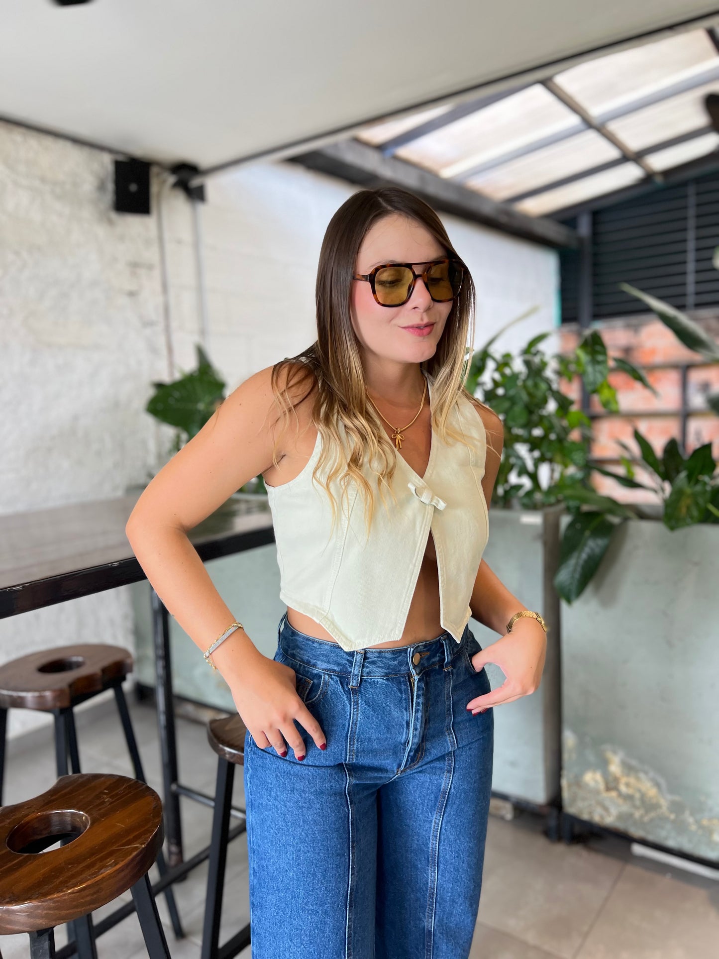 Top Emily Denim Verde