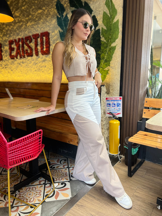 Pantalón Salma Blanco-Nude