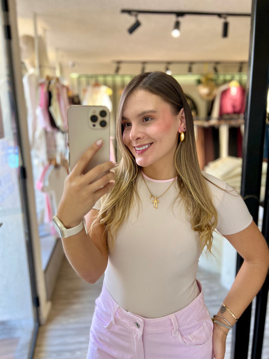 Body Manga Corta Verona Nude-Rosa